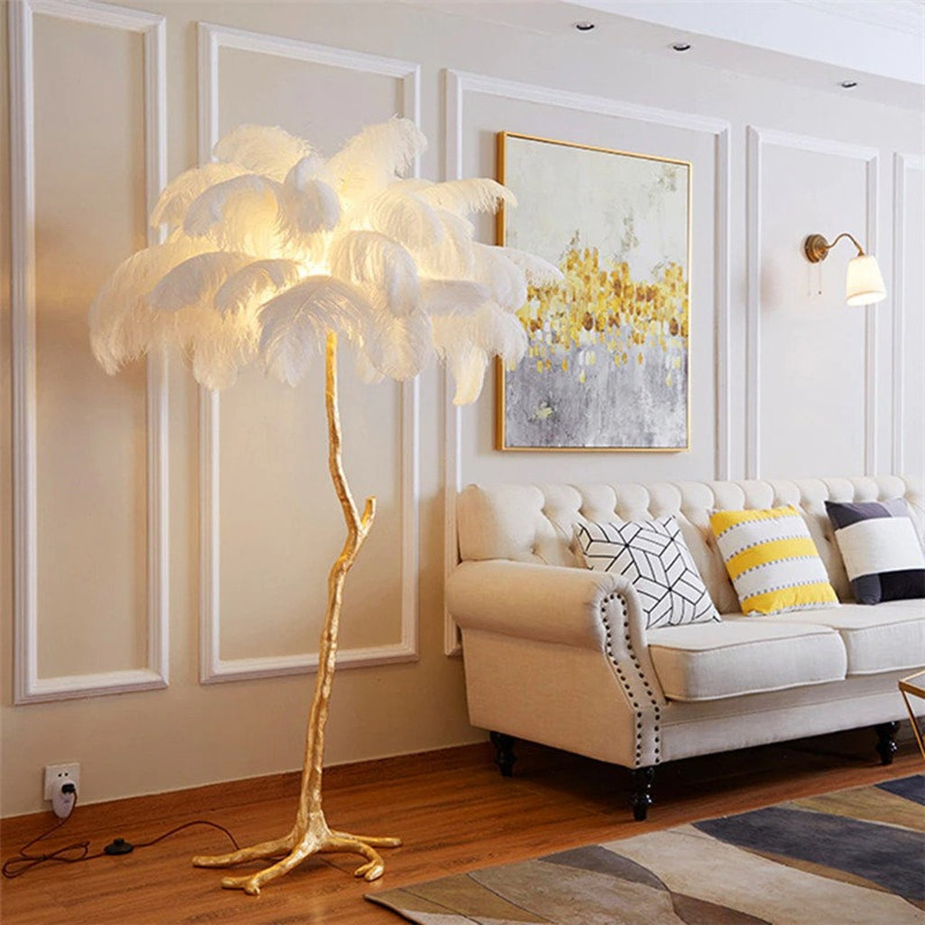 Ostrich Feather Floor Lamp – Basic Outline Interiors